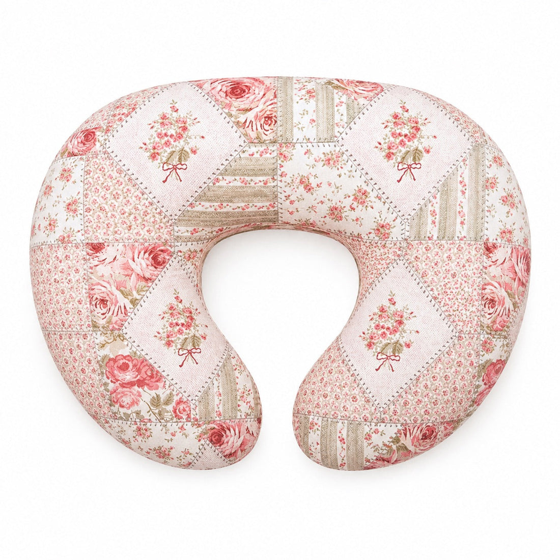 Pink Patchwork Ruffle Nursing Pillow Cover