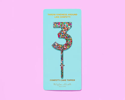 Colorful Confetti Cake Topper Numbers 0-9