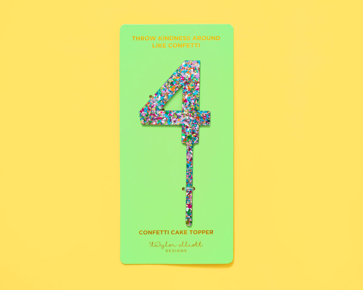 Colorful Confetti Cake Topper Numbers 0-9