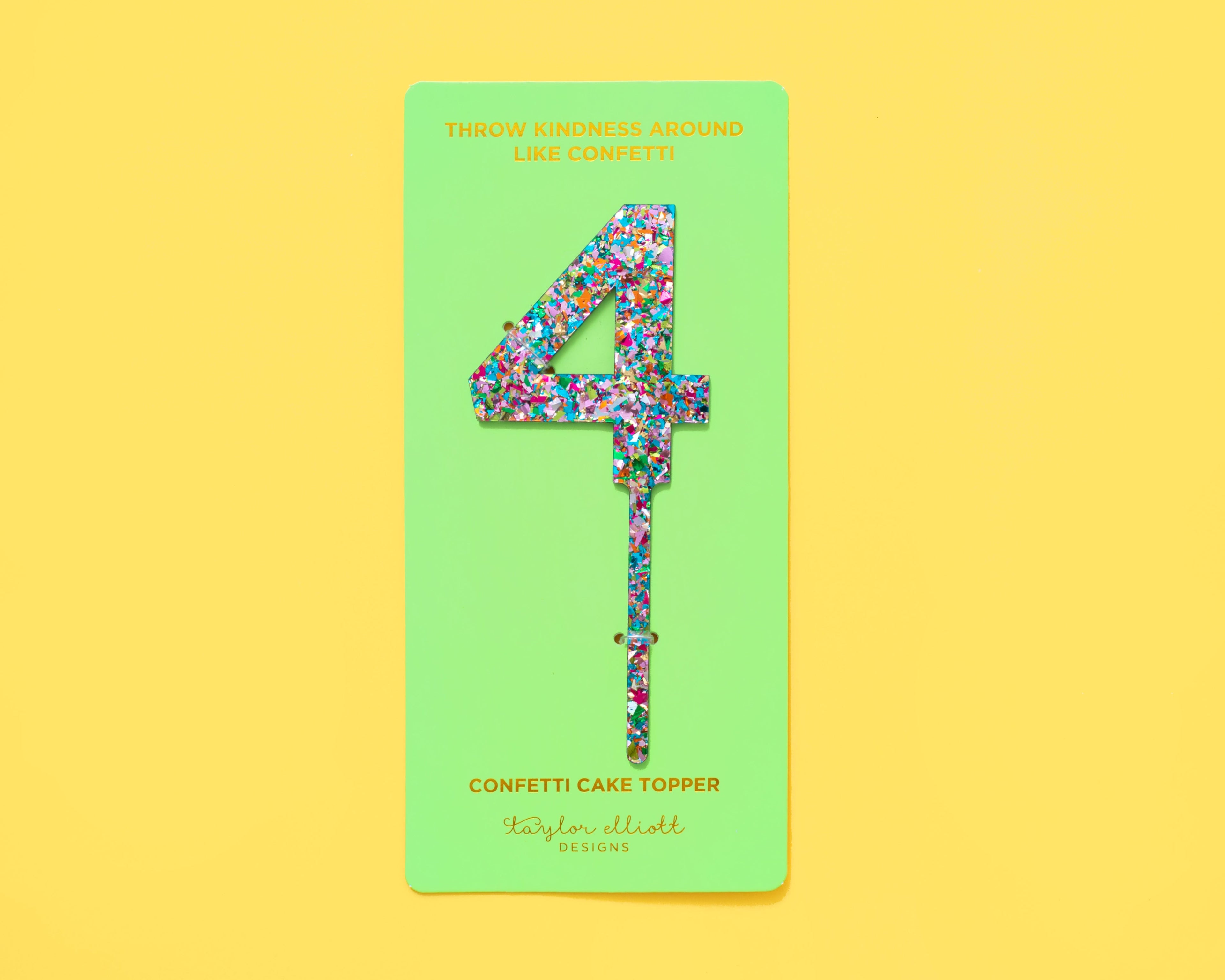 Colorful Confetti Cake Topper Numbers 0-9