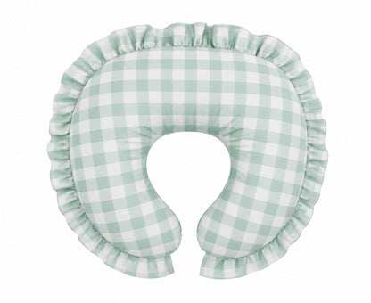 Light Green Checkered Ruffle Nursing Pillow Cover