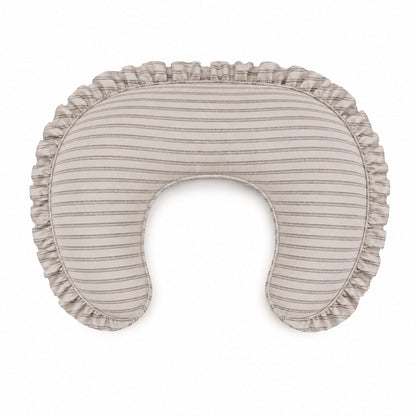 Grey Ivory Stripe Ruffle Nursing Pillow Cover