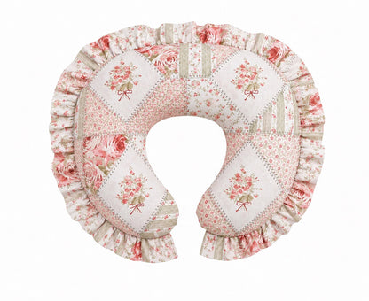 Pink Patchwork Ruffle Nursing Pillow Cover