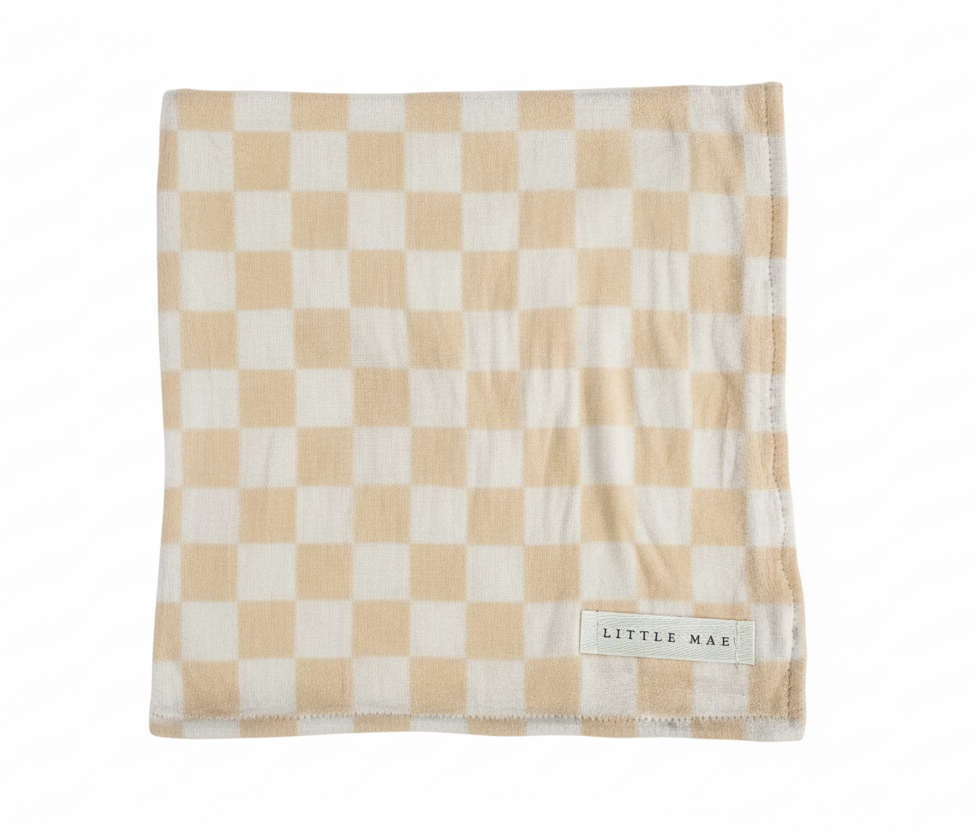 Beige &amp; White Checkered Stretch Swaddle