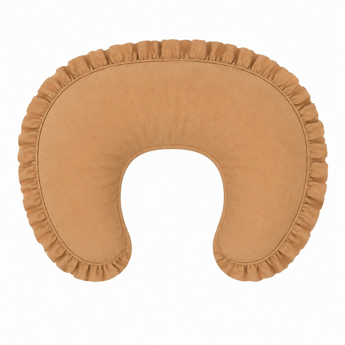 Brown Solid Ruffle Nursing Pillow Cover