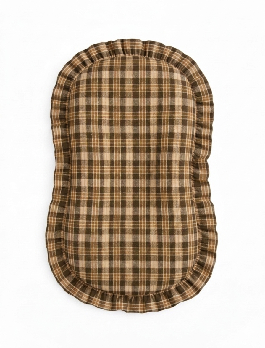 Brown Plaid Ruffle Baby Lounger Cover
