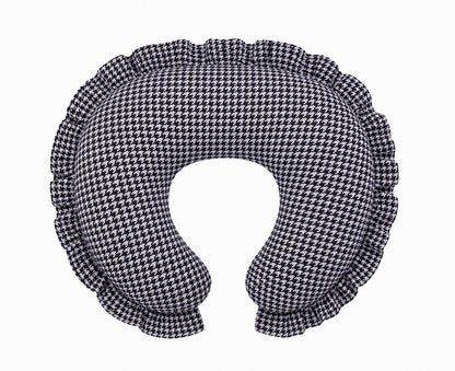 Black White Houndstooth Ruffle Nursing Pillow Cover