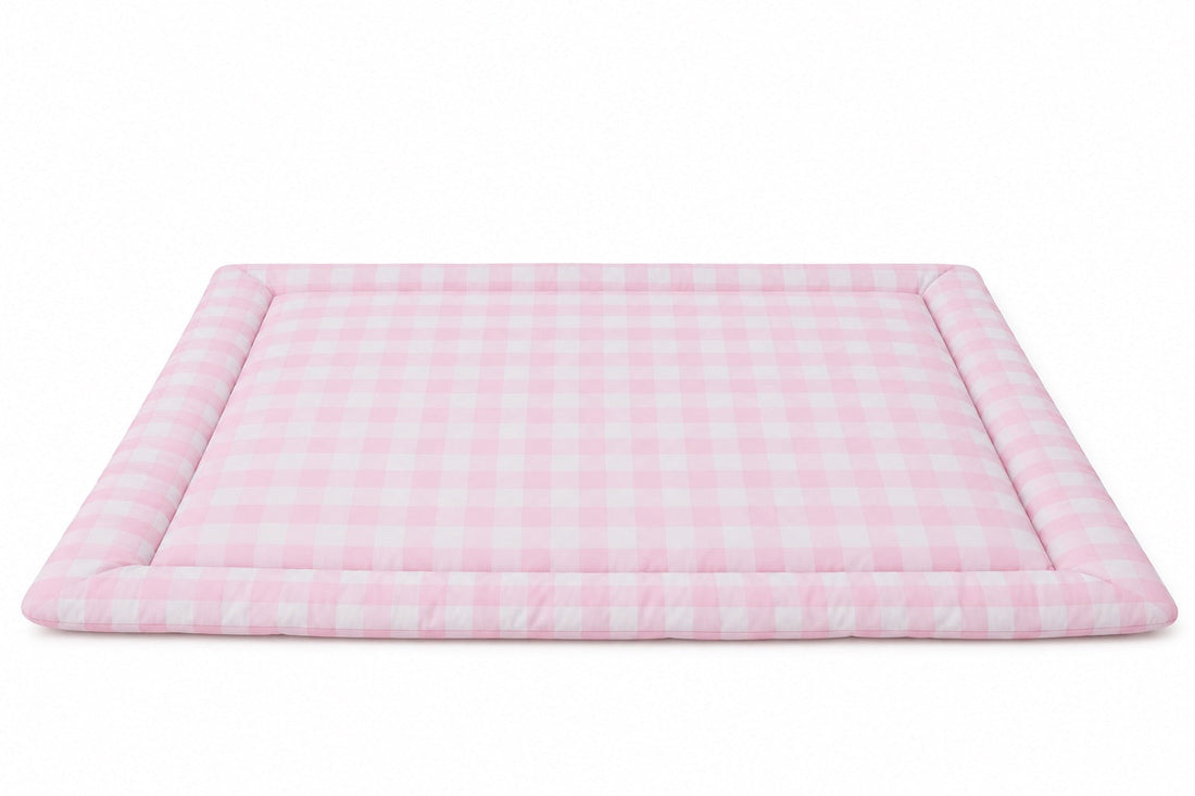 Light Pink Checkered Padded Baby Play Mat