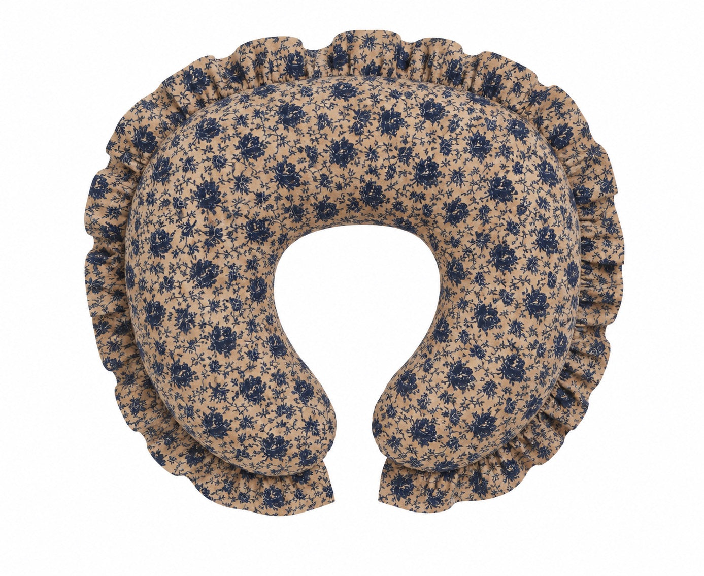 Blue Brown Rose Ruffle Nursing Pillow Cover