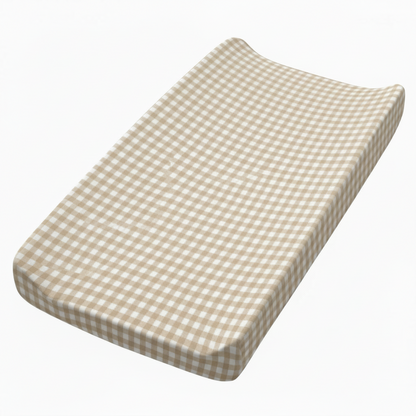 Beige Gingaham Changing Pad Cover