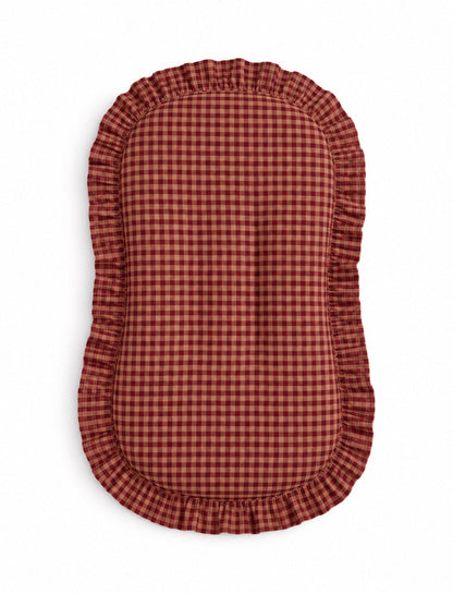 Red Beige Gingham Ruffle Baby Lounger Cover