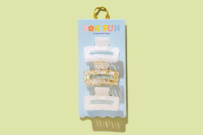 For Fun - Pearl Confetti Claw Clip Trio
