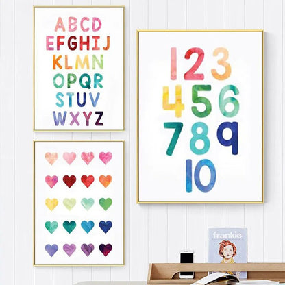 Numbers Alphabet Poster Education Canvas Painting Alphabet Number Posters Nursery Wall Art Print Pictures Nordic Baby Room Decor - Gathering Littles