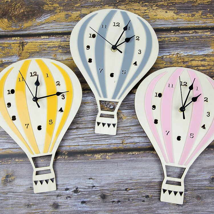 Hot Air Balloon Wooden Wall Clock for Baby Nursery - Gathering Littles