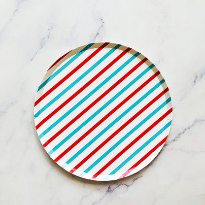 Stripe Lattice Disposable Tableware Set 8Pcs - Colorful Party Supplies - Gathering Littles