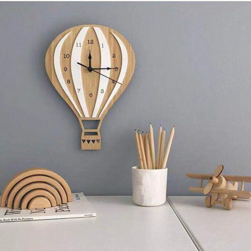 Hot Air Balloon Wooden Wall Clock for Baby Nursery - Gathering Littles