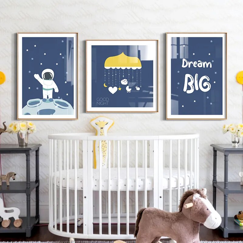 Astronaut Space Wall Art Prints for Baby Nursery - Gathering Littles