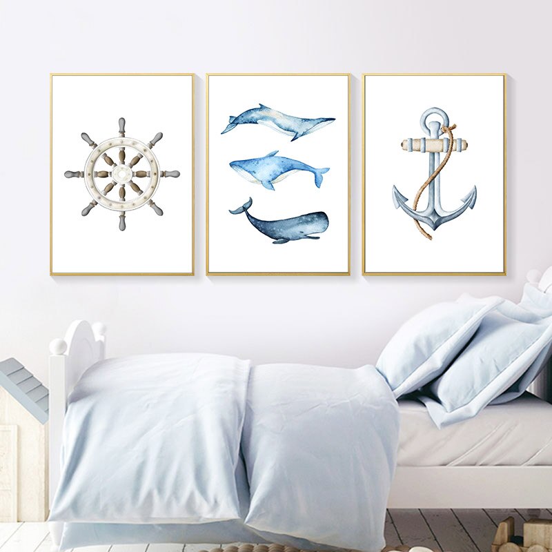 Nautical Nursery Prints, Coastal Baby Nursery Wall Art - Gathering Littles