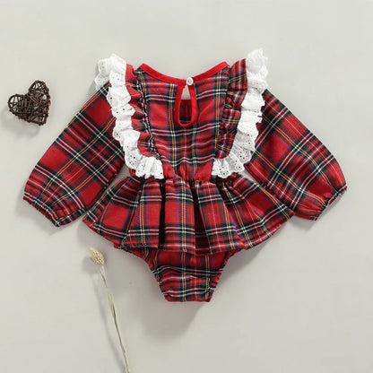 Long Sleeve Christmas Plaid Baby Girl Dress - Gathering Littles