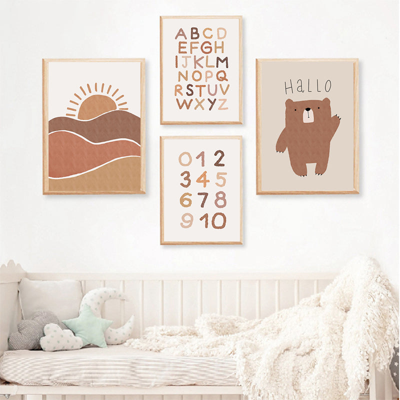 Boho Educational Nursery Wall Art, Boho Canvas Prints for Baby Nursery - Gathering Littles