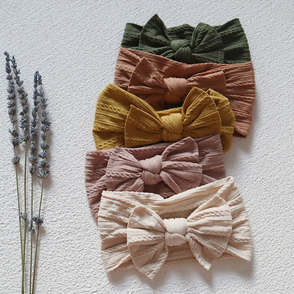 Knit Newborn Baby Headbands Set with Bow, Elastic Hair Bands Set for Baby - Gathering Littles