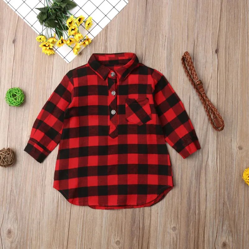 Red Plaid Long Sleeve Toddler Dress - Gathering Littles