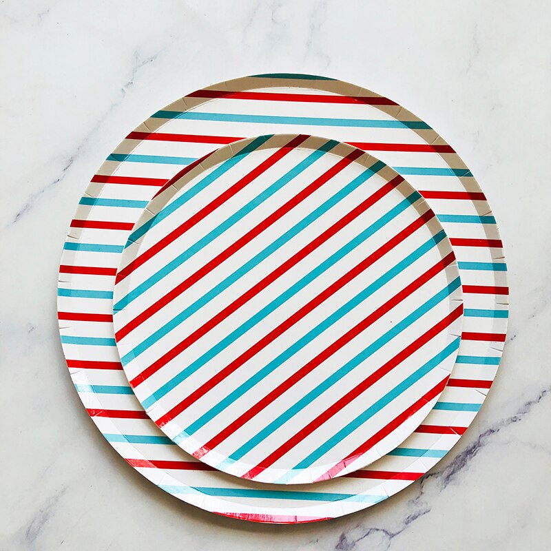 Stripe Lattice Disposable Tableware Set 8Pcs - Colorful Party Supplies - Gathering Littles