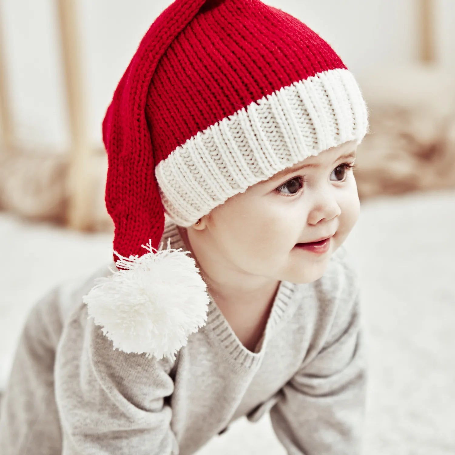 Christmas Pompom Hat Baby Mother Winter Knitted Hat Lovely Parent-Child Warm Woolen Beanies Bonnet Kids Caps Hair Accessories - Gathering Littles