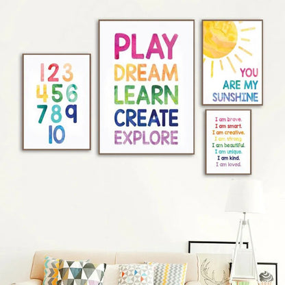 Numbers Alphabet Poster Education Canvas Painting Alphabet Number Posters Nursery Wall Art Print Pictures Nordic Baby Room Decor - Gathering Littles