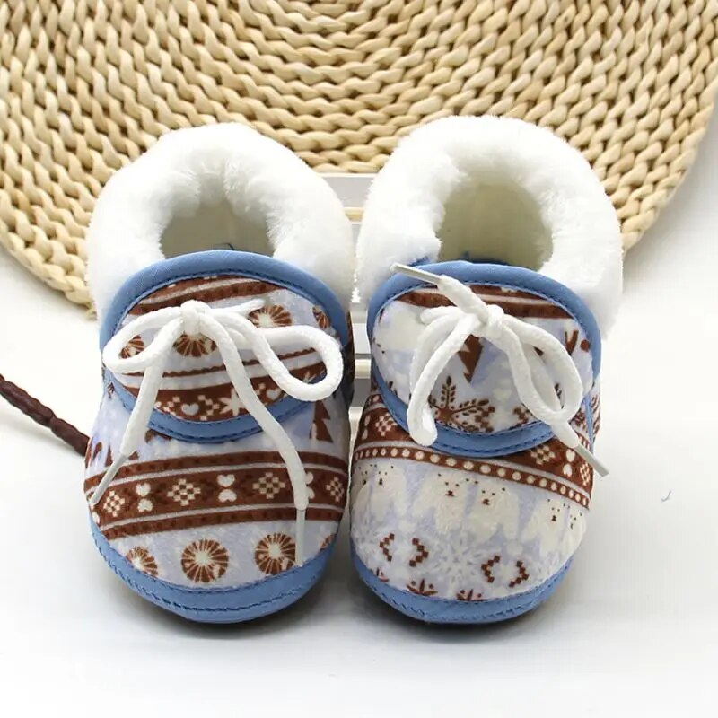 Cute Baby Boots Spring Warm Soft Baby Retro Printing Cotton Padded Infant Baby Boys Girls Soft Boots 6-12M - Gathering Littles