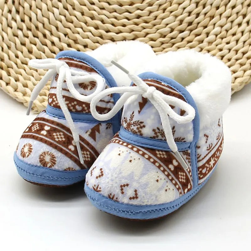 Cute Baby Boots Spring Warm Soft Baby Retro Printing Cotton Padded Infant Baby Boys Girls Soft Boots 6-12M - Gathering Littles