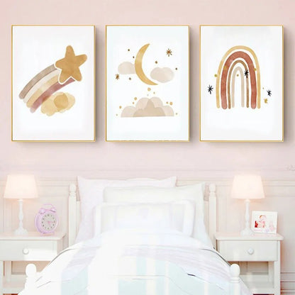 Nursery Wall Art Sun Stars Moon Earth Posters and Prints Children&