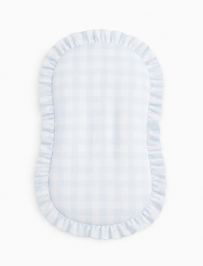 Blue Checkered Ruffle Baby Lounger Cover