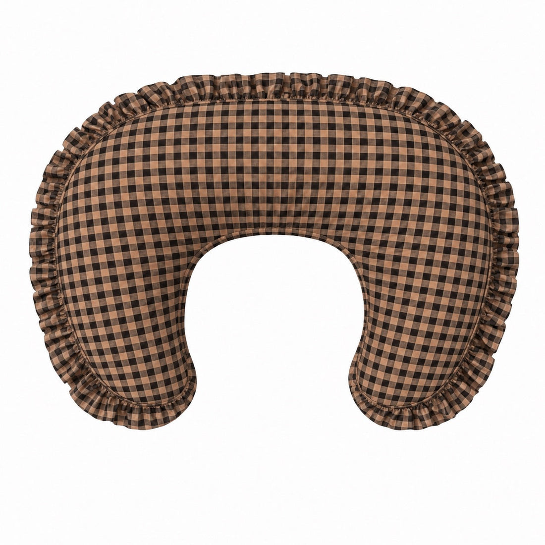 Brown Black Gingham Ruffle New Nursing Pillow Cover