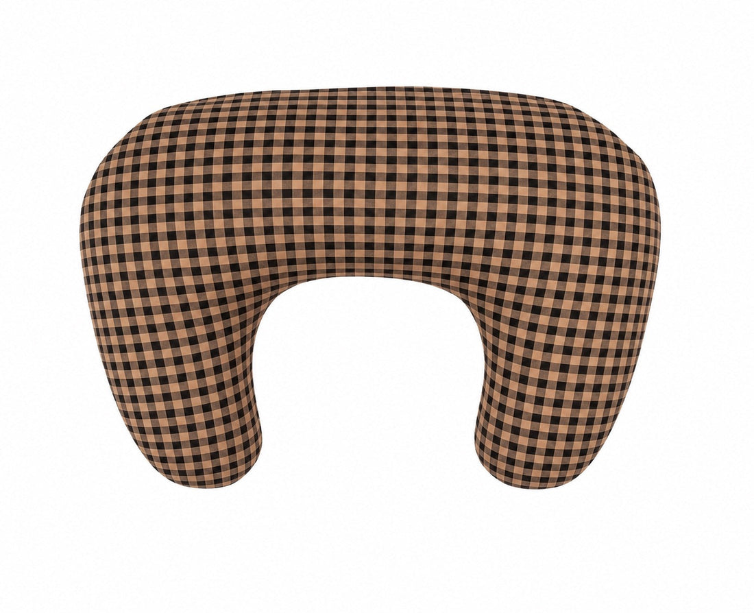 Brown Black Gingham Ruffle New Nursing Pillow Cover