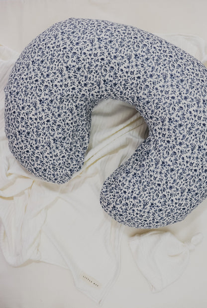 Blue Floral Ruffle Nursing Pillow Cover