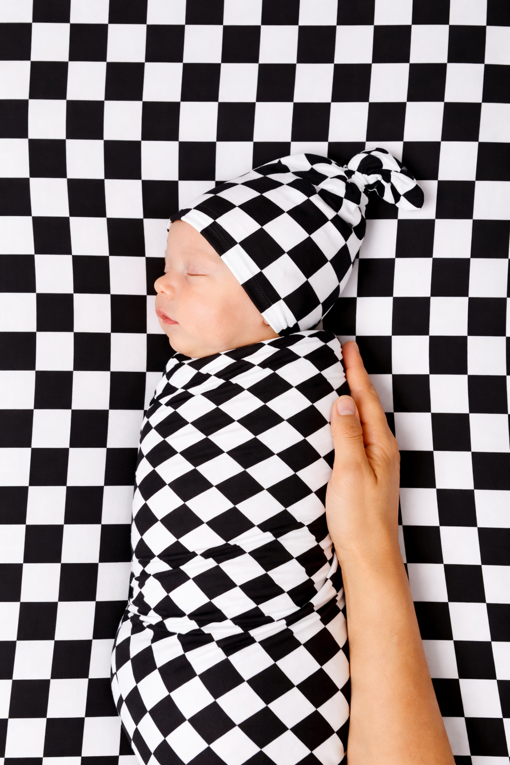 Race Black &amp; White Checkered Stretch Swaddle