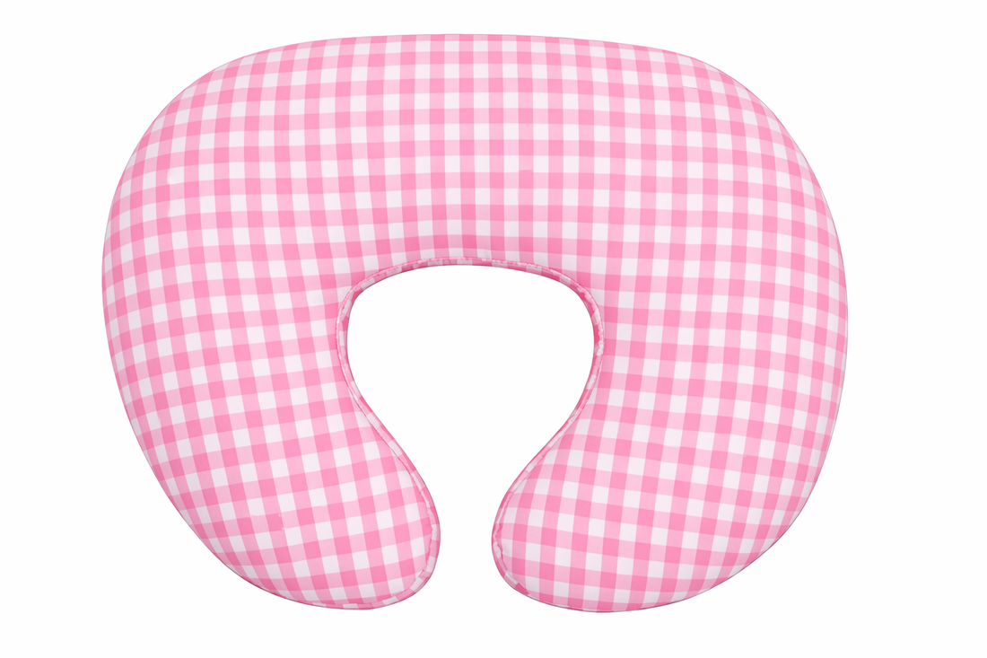 Pink Gingham Nursing Pillow Cover