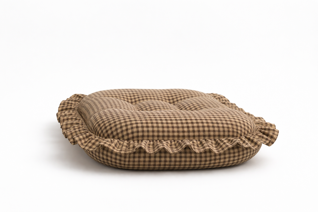 Brown Gingham Ruffle Baby Lounger Cover