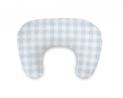 Light Blue Checkered Ruffle Nursing Pillow Cover
