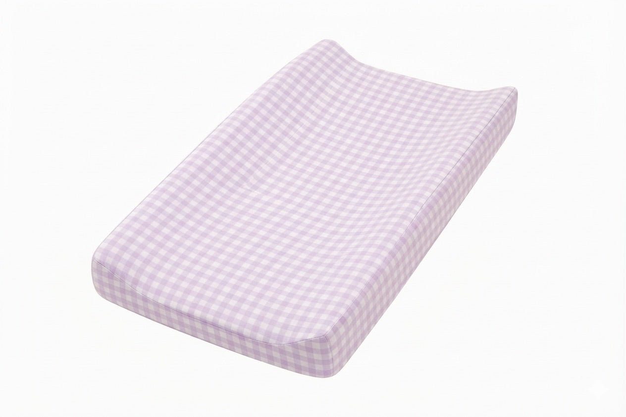Purple Gingaham Changing Pad Cover