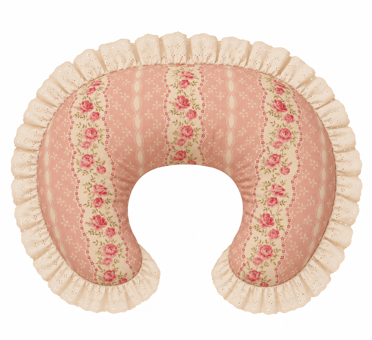 Ivory Eyelet Ruffle New Nursing Pillow Cover
