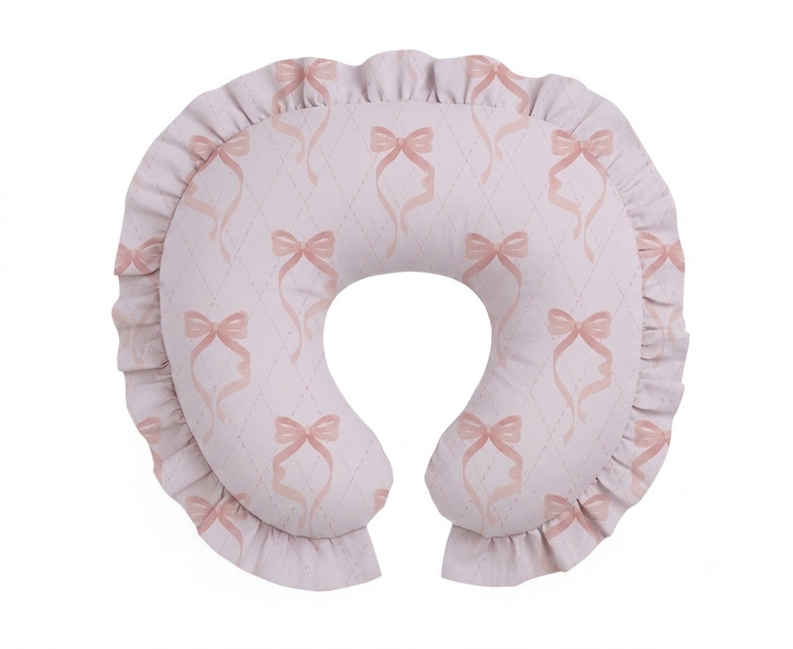 Pink Bow Ruffle Nursing Pillow Cover