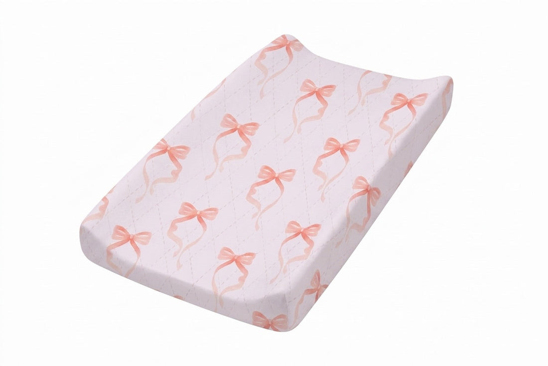 Pink Bow Changing Pad Cover