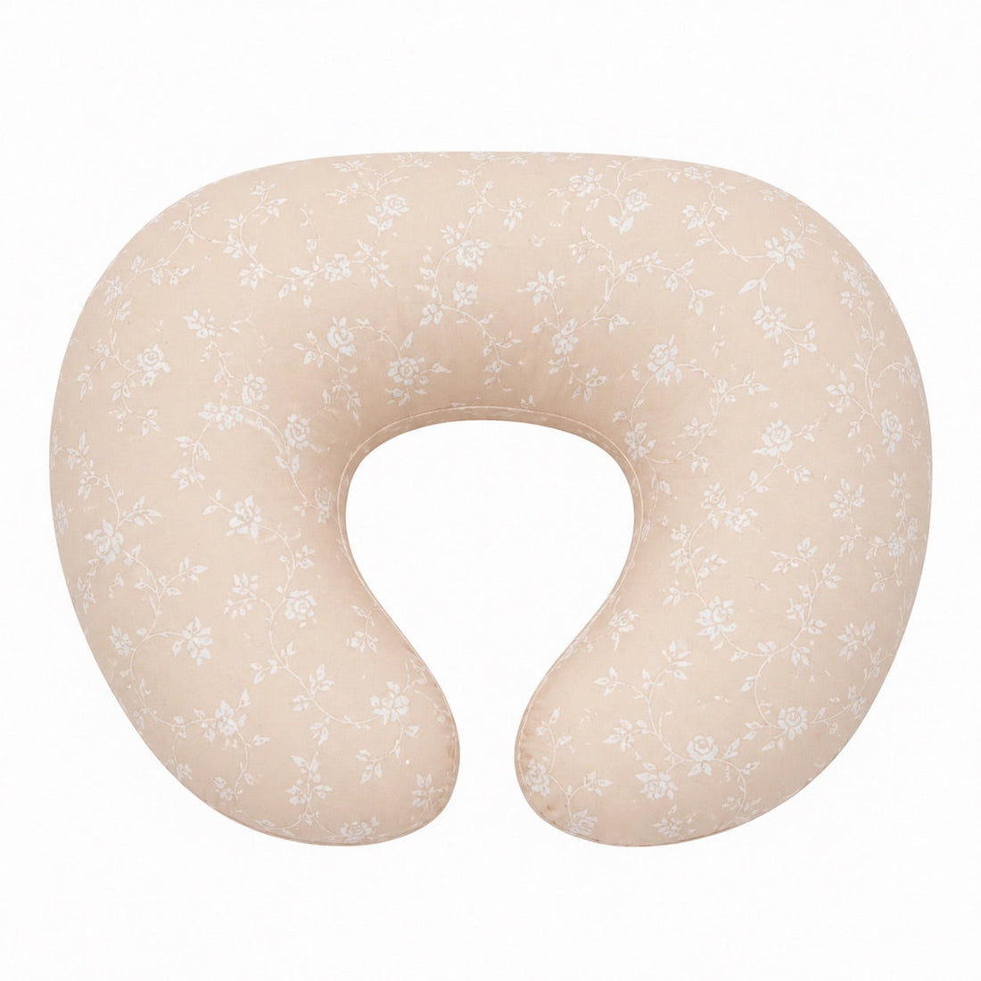 Beige White Floral Ruffle Nursing Pillow Cover