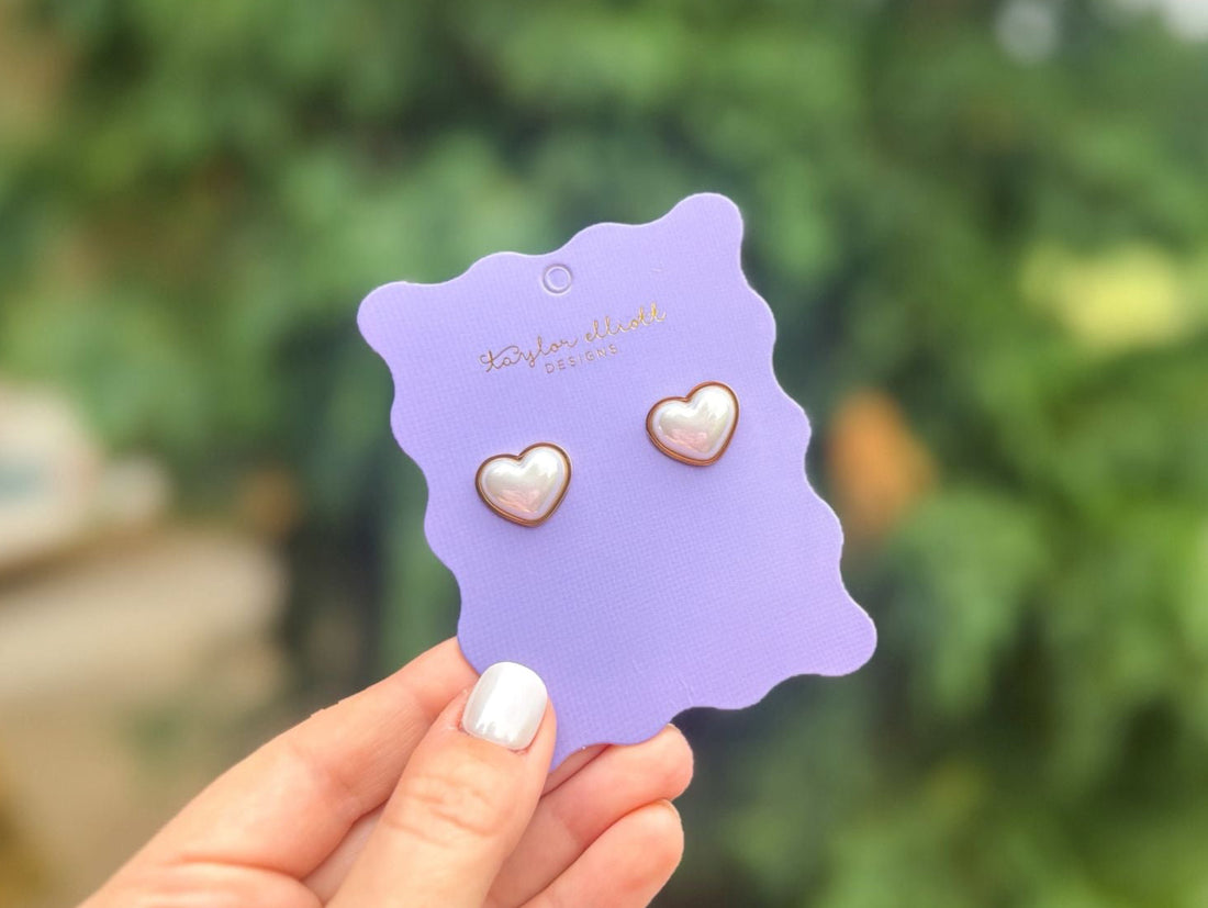 Meredith Pearl Heart Stud