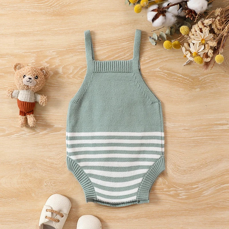 2023-11-03 Lioraitiin 0-18M Baby Boy Girls Bunny Easter Knit Rompers Sleeveless First Easter Strap Rompers Baby Clothes - Gathering Littles