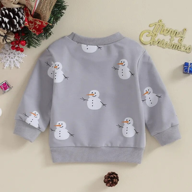 Toddler Snowman Sweatshirt - Winter Snowman Print - Gathering Littles