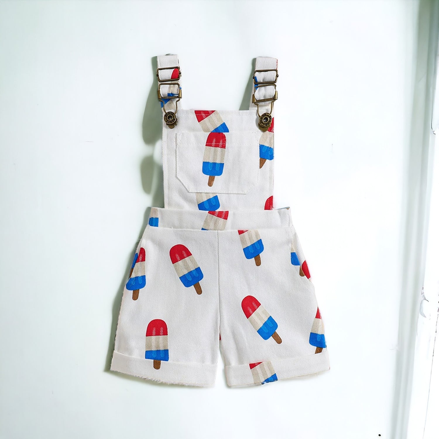 July 4th Ice Pop Denim Overalls Toddler