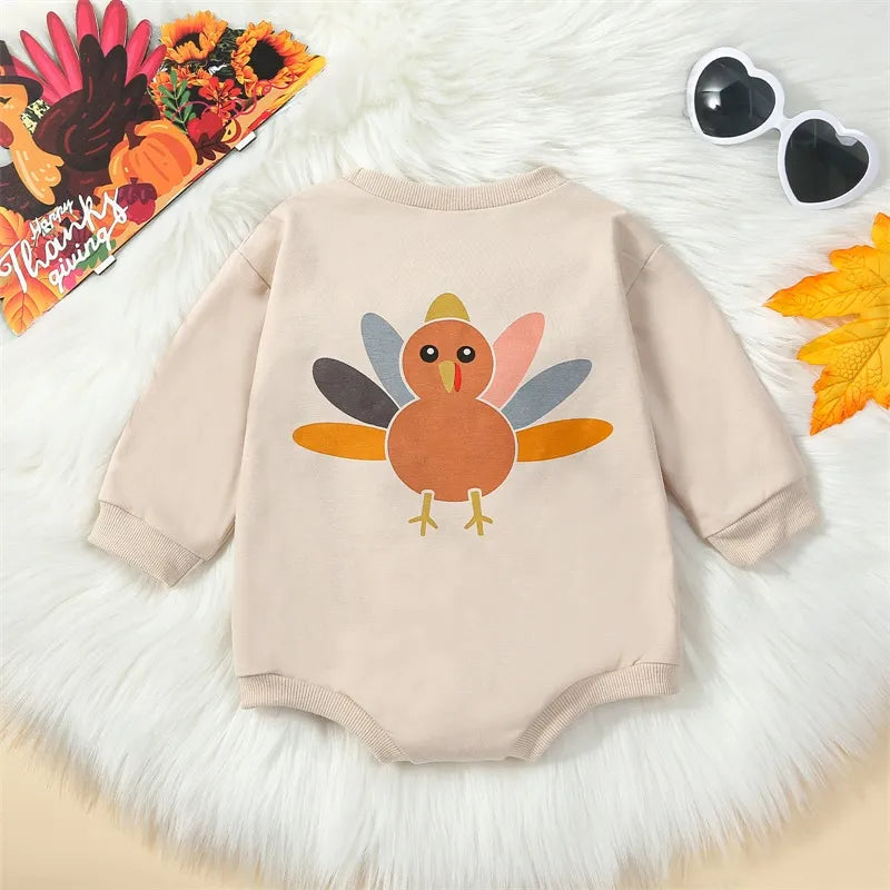 Newborn Thanksgiving Outfit, Little Turkey Bubble Romper - Gathering Littles